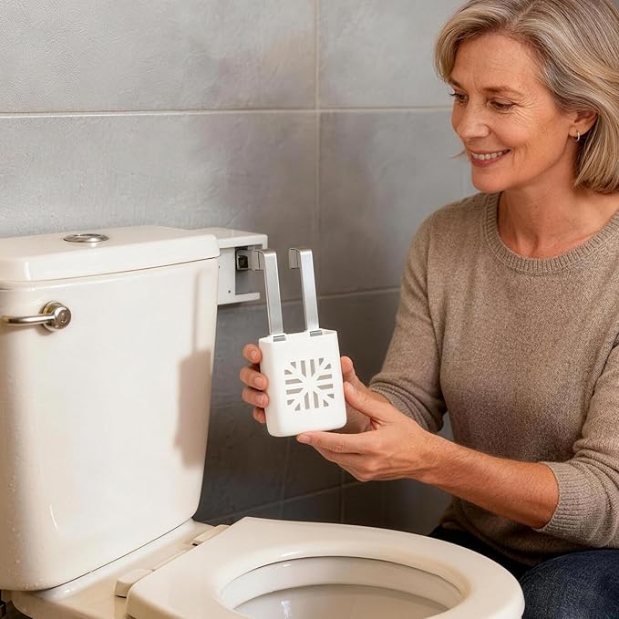 Toilet Tank Tablet Holder, Versatile Toilet Bowl Hanging Cleaner and Deodorizer Hanger, Prevents Flapper Jams & Residue, Extends Life of Drop-in Cleaner Tablets -1PCS