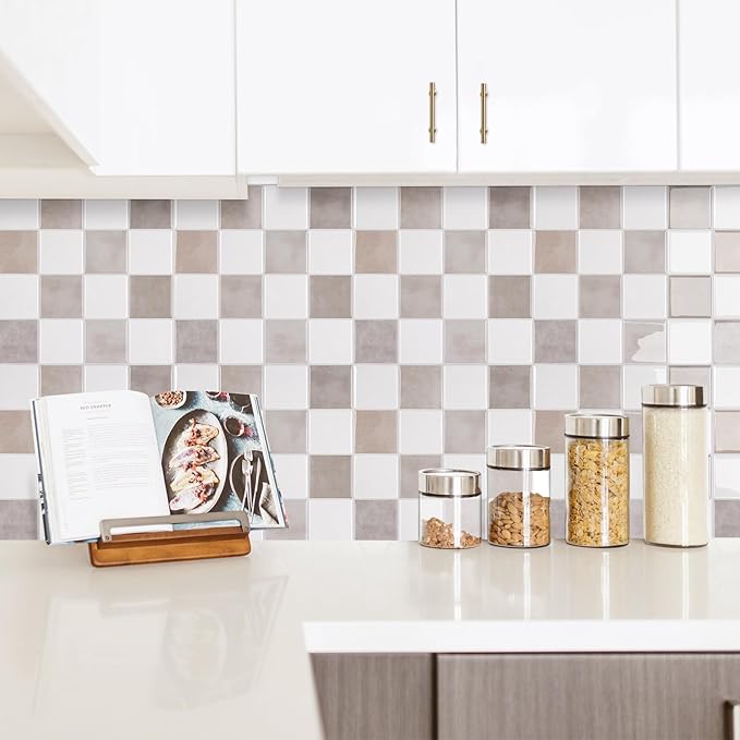 Peel and Stick Backsplash, New Upgrade Design 9" x9"Square Marble Tiles,3D Adhesive Premium Mosaic Tiles, Peel and Stick Tiles for Kitchen,Bathroom, Wall Tile（10-Sheet）.