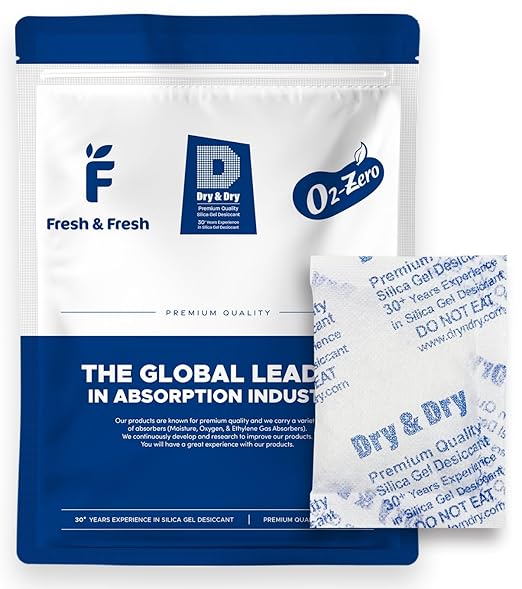 Dry & Dry 20 Gram [500 Packets] Silica Gel Packets Desiccants, Silica Packets - Rechargeable Moisture Absorbers for Food Storage, Electronics, 3D Filament & Safes