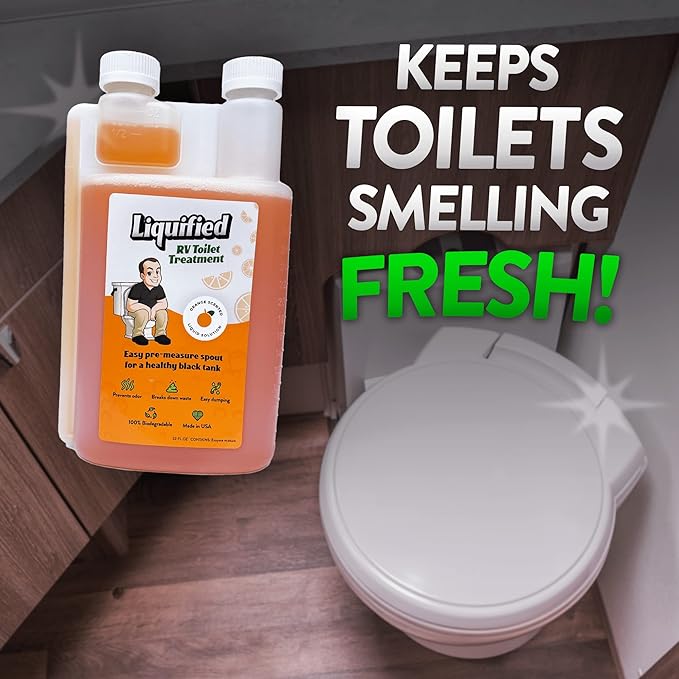 Liquified RV Toilet Treatment - Black Holding Tank Digester - Odor Eliminator - Orange Scent - Matts RV Reviews (Orange, 16oz)