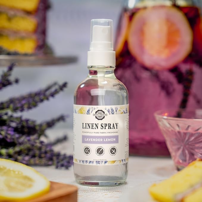 Rustic Strength Linen Spray, Lavender Lemon Scent, Fabric Freshener, 4 fl oz, Natural Essential Oils, Ammonia Free, Phthalate Free