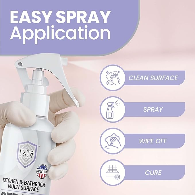 Fixture Shield Home Ceramic Coating Spray (8 oz) - SiO₂ Hydrophobic Protection for Kitchen & Bath | Repels Fingerprints, Stains & Hard Water | Extra Strength Formula | Made in USA