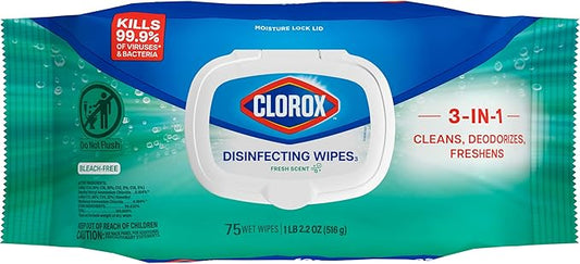 Clorox Disinfecting Wipes Flex Pack, Bleach Free, Fresh Scent, 75 Count (Pack May Vary)