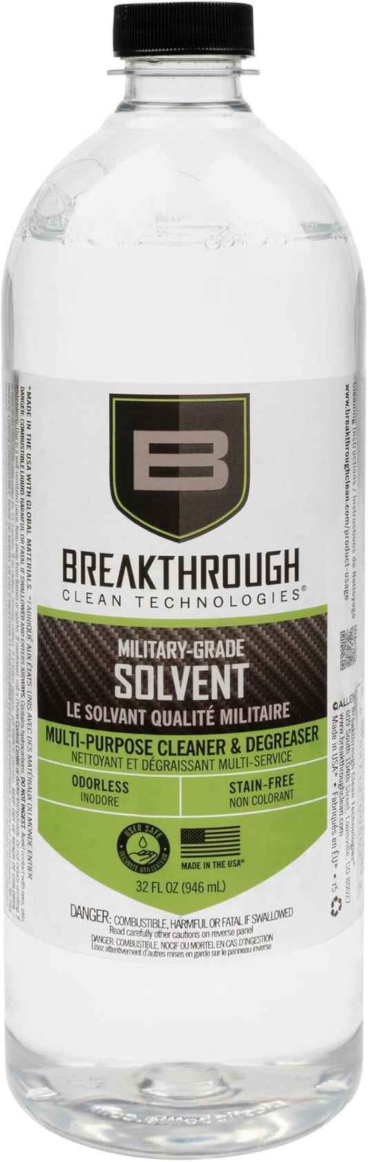 Breakthrough Clean Technologies Military-Grade Handgun and Rifle Cleaning Solvent, Grease Remover - 6oz/2oz/15ml/32oz Spray Bottle