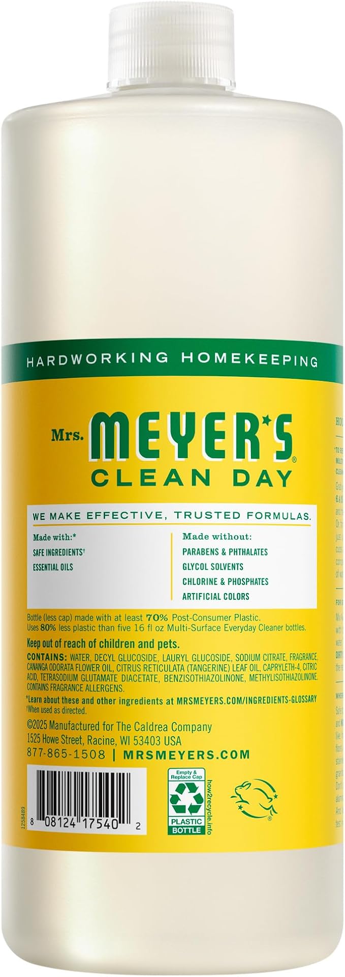 MRS. MEYER'S CLEAN DAY Multi-Surface Everyday Concentrate, Honeysuckle Scent, 32 Fl Oz Bottle