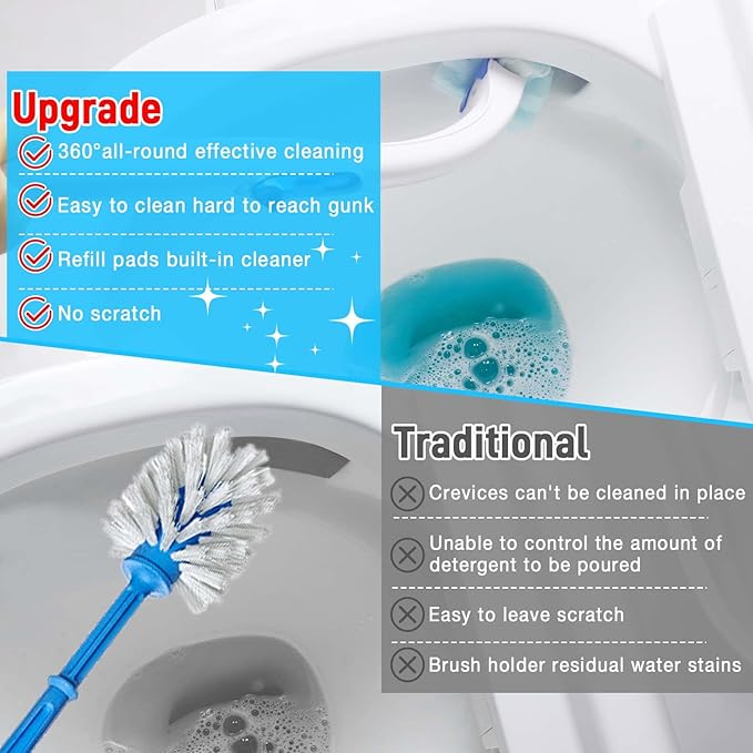 Toilet Cleaner Refill Pads Ocean Scent Enhanced Odor Control 48 Count Toilet Scrubber Refill Clean Stains Disposable Toilet Brush Refill for Toilet and Bathroom