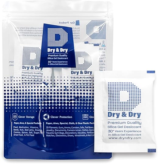 Dry & Dry 10 Gram [30 Packets] Silica Gel Packets Silica Gel Desiccants, Silica Gel Packs - Rechargeable Moisture Absorbers for Food Storage, Electronics, 3D Filament & Safes