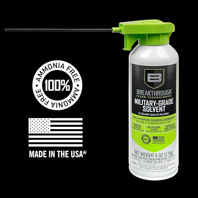 Breakthrough Clean Technologies Military-Grade Handgun and Rifle Cleaning Solvent, Grease Remover - 6oz/2oz/15ml/32oz Spray Bottle