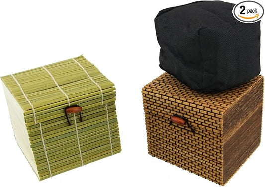 BambooMN Granulated Bamboo Charcoal Odor Absorber Bag in Decorative 4" Green and Brown Box, 2 Sets