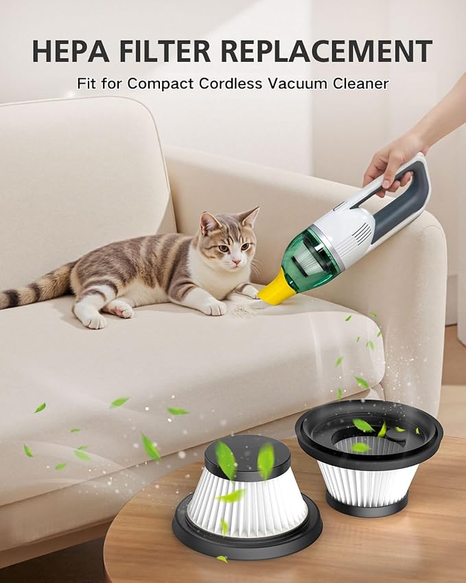 6 Pack HEPA Vacuum Filter Replacement Compatible with Compact Cordless Vacuum Cleaner as Seen on TV, Washable and Reusable Vac Replacement Parts