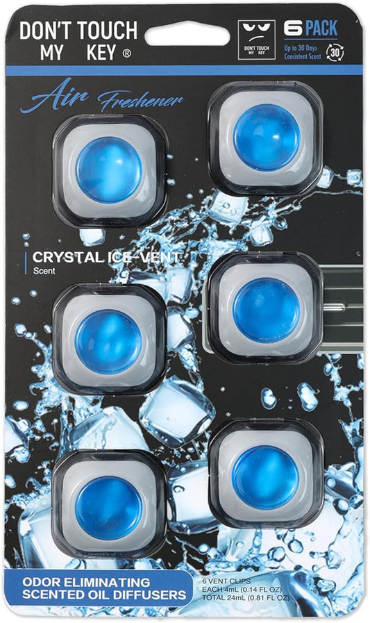 Car Air Freshener Vent Clip 6 Pack 4ml Each Up to 180 Days Long Lasting Scent Odor Eliminator for Women Men(Crystal Ice)