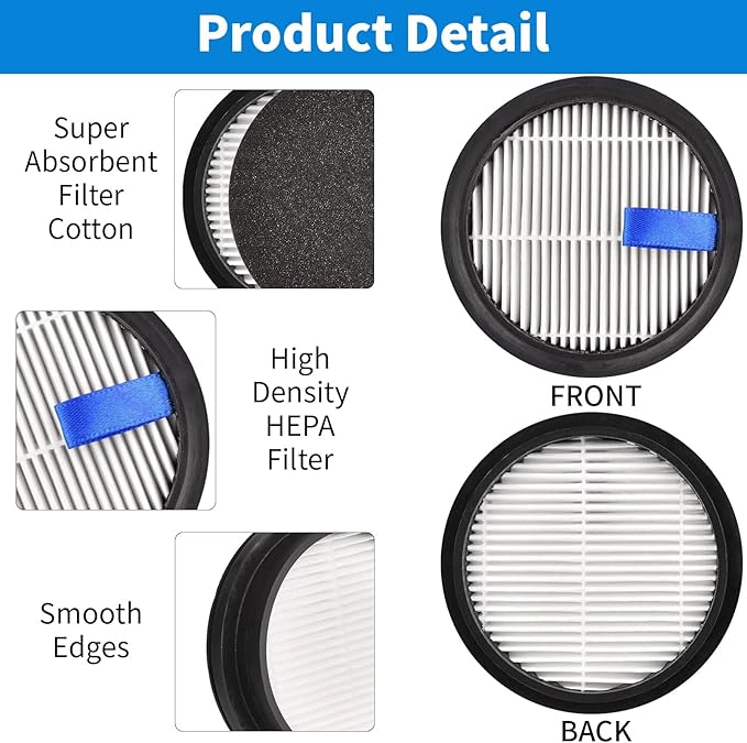 4 Pack HEPA Filters and 8 Pack Sponge Filters Replacement for Afoddon A200Pro/A200, ORFELD B08/C10A/C10G and NEQUARE S12 S25 S26 Series Cordless Vacuum Cleaner with Brush
