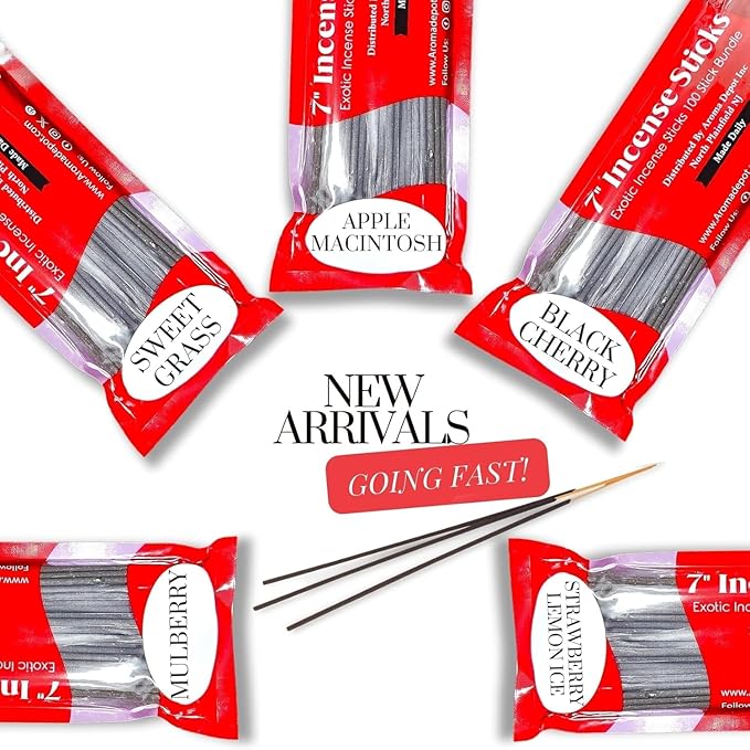 Baby Powder Type Most Exotic Charcoal 7" Incense Sticks. Approx. 85 to 100 Sticks Per Bundle, Length - 7 Inches, Each Natural Stick Burns for 35 to 45 mins Each. Long Lasting. Guarantee 100% Pure