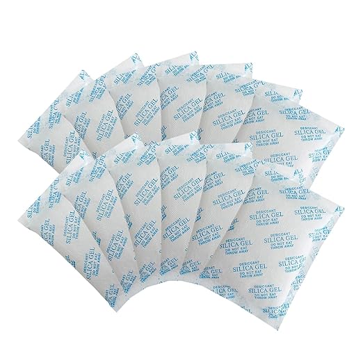 Silica Gel Packets – 50 Gram 25 Packs Desiccant Bags, Moisture Absorbers for Storage, Food Safe Desiccant Dehumidifier Packs for Seeds, 3D Filaments, Electronics, Safes, Clothes, Documents