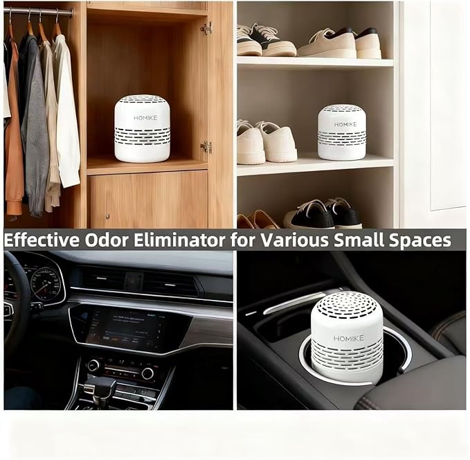 HOMIKE Refrigerator Deodorizer, Odor Eliminator,Last up to 10 Years for Car,Closet,Shoes Cabinet,Fridge and Freezer,Outperforms Baking Soda and Activated Carbon(White)
