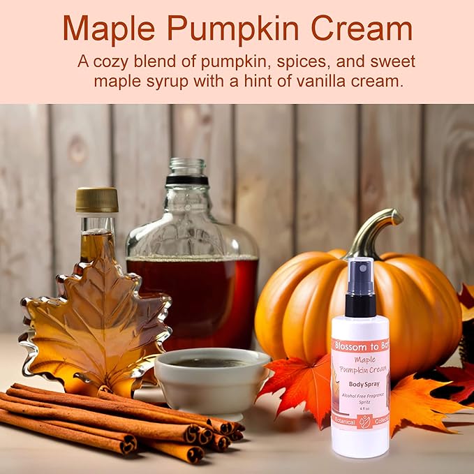 Blossom to Bath Maple Pumpkin Cream Body Spray (4 Ounce) - Natural Fragrance - Energizes Skin with a Sweetly Spiced Scent