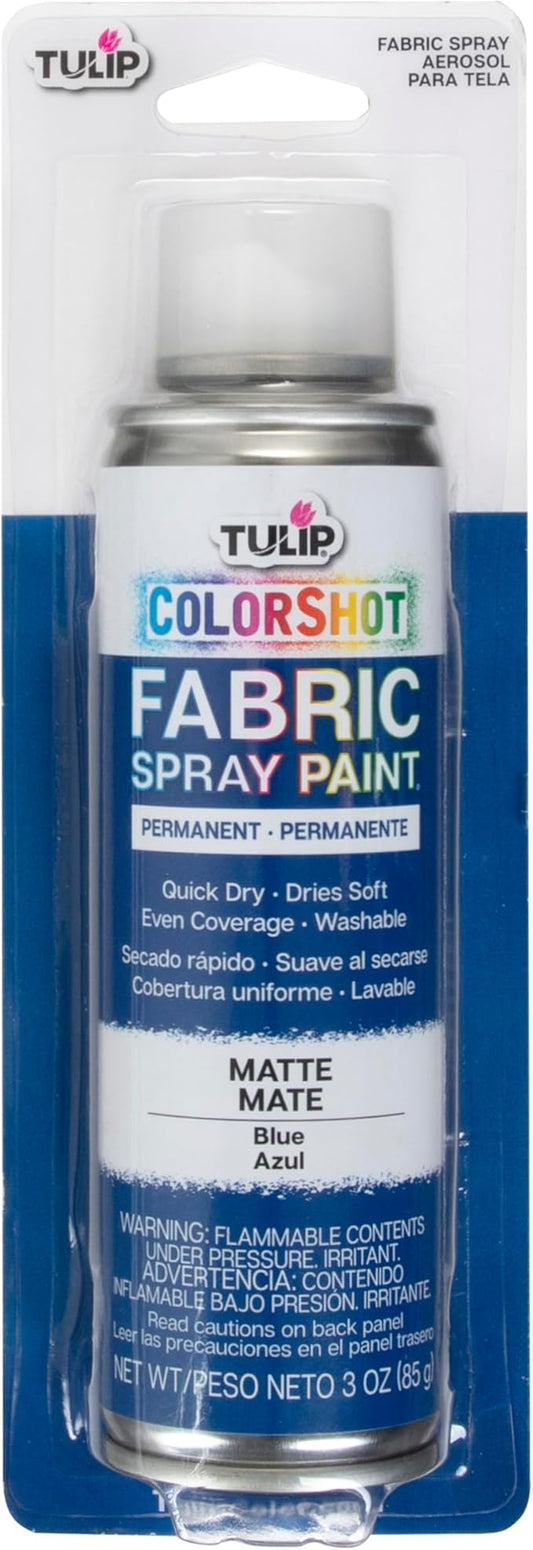 Tulip ColorShot Instant Fabric Spray Paint, Permanent Color Spray-On Fabric Paint, 3oz, Blue