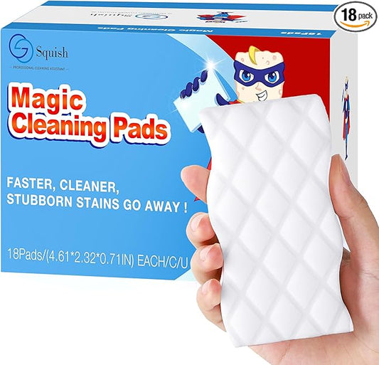 Squish Magic Eraser Sponge, 18 Pack Cleaning Pads for Walls, Oven, Kitchen, and Shoe Cleaner With Melamine Foam, Universal Cleaner