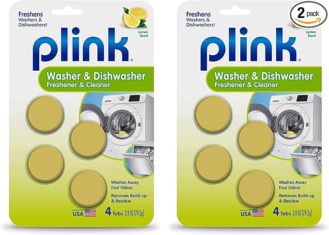Plink-9024 Summit Brands Washer and Dishwasher Freshener Cleaner, 4 Tabs, Yellow, 1 Count (Pack of 8)