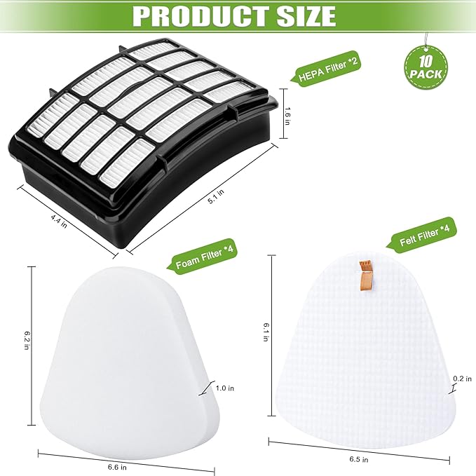 Filters for Shark Navigator Lift Away Deluxe ZU503AMZ NV360 NV352 NV370 NV358 NV355 NV351 NV356E UV540 NV350 NV356, Compare to Part # XFF350 & XHF350, 2 Hepa + 4 Foam & Felt Filter Replacement