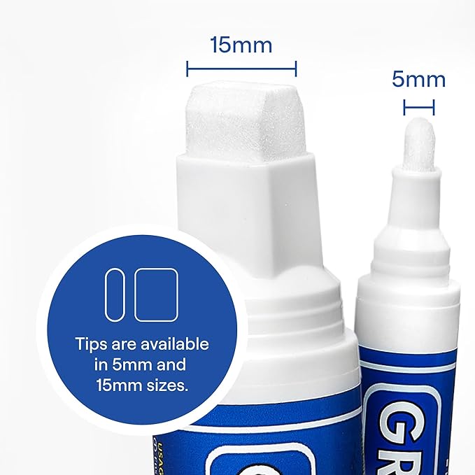 Grout Pen Grey Tile Paint Marker: Waterproof Grout Paint, Tile Grout Colorant and Sealer Pen - Grey, Wide 15mm Tip (20mL)