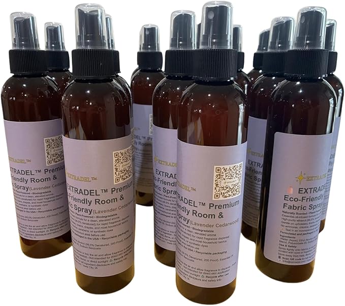 EXTRADEL™ Premium Eco-Friendly Room & Fabric Freshener, Plant-Based, Essential Oil Scent, Biodegradable (Lavender & Cedarwood Blend) 8 fl oz