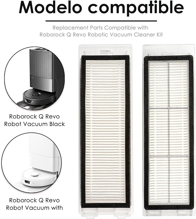 (8 Pieces) Q Revo Replacement HEPA Filters Compatible With Roborock Q Revo Robot Vacuum Cleaner, Replacement Parts Filters, Q Revo filter 8 Pack