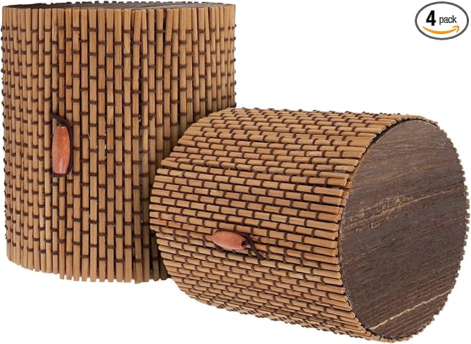 BambooMN Granulated Bamboo Charcoal Odor Absorber Bag in Decorative 4" Brown Cylinder, 4 Sets