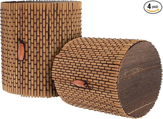 BambooMN Granulated Bamboo Charcoal Odor Absorber Bag in Decorative 4" Brown Cylinder, 4 Sets