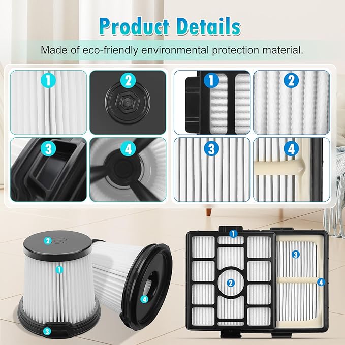 7 Pack BU3523 BU3521 BU3120 HEPA Filters Replacement Parts for BU3521 Clean Lightweight Cordless Stick Cleaner, Shark BU3523 Clean and Empty Cordless Stick Vacuum, Shark Auto Empty System
