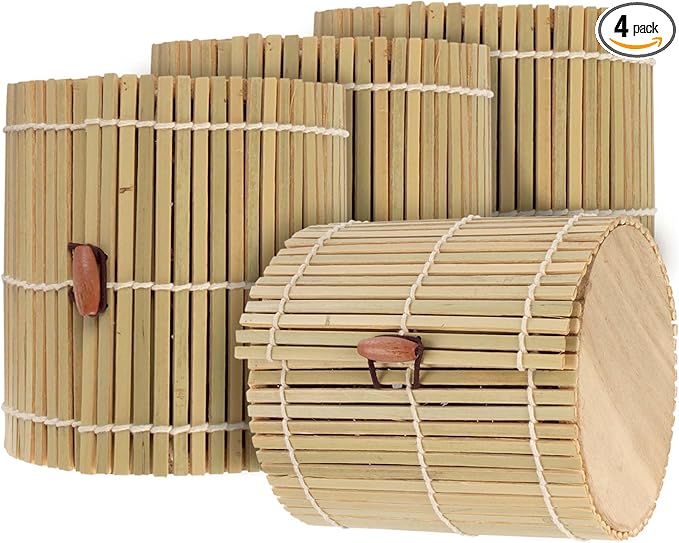 BambooMN Granulated Bamboo Charcoal Odor Absorber Bag in Decorative 4" Green Cylinder, 4 Sets