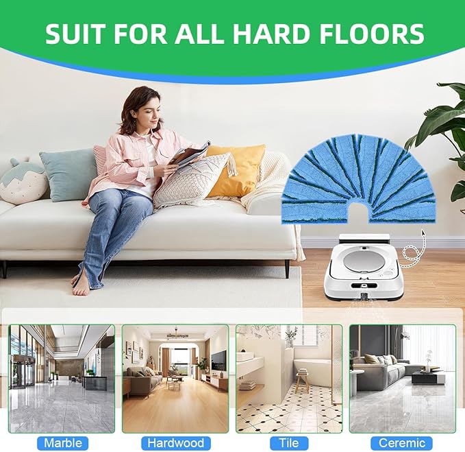 10 Pack M6 Mopping Wet Pads Compatible with iRobot Braava Jet M6 Series (6012) (6112) (6113), Upgraded Robot Mop,Washable Microfiber Replacement Cleaning Pad