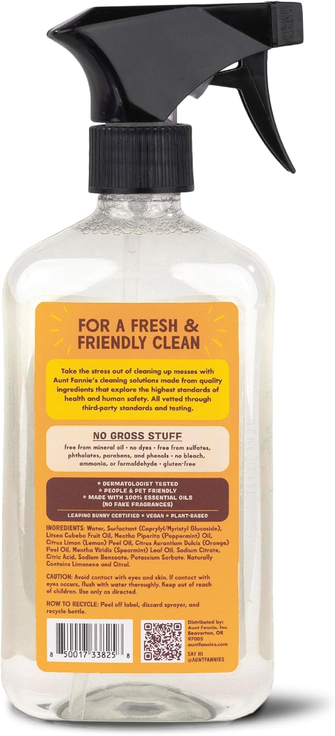 Aunt Fannie's All Purpose Wood Spray Cleaner, No-Wax Formula, Perfect for Wood Tables, Walls, Counters & Shelves, 16.9 Ounces, Lemon Scent (Pack of 3)