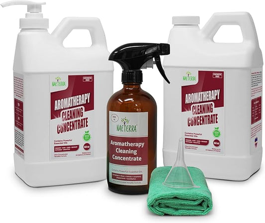 Naeterra 128 oz Aromatherapy Cleaning Concentrate – Natural Multi-Surface Cleaner, with legendary Essential Oils, Makes 48 Gallons, Safe for Floors, Glass & Granite, Pet Friendly, Bonus Items Included