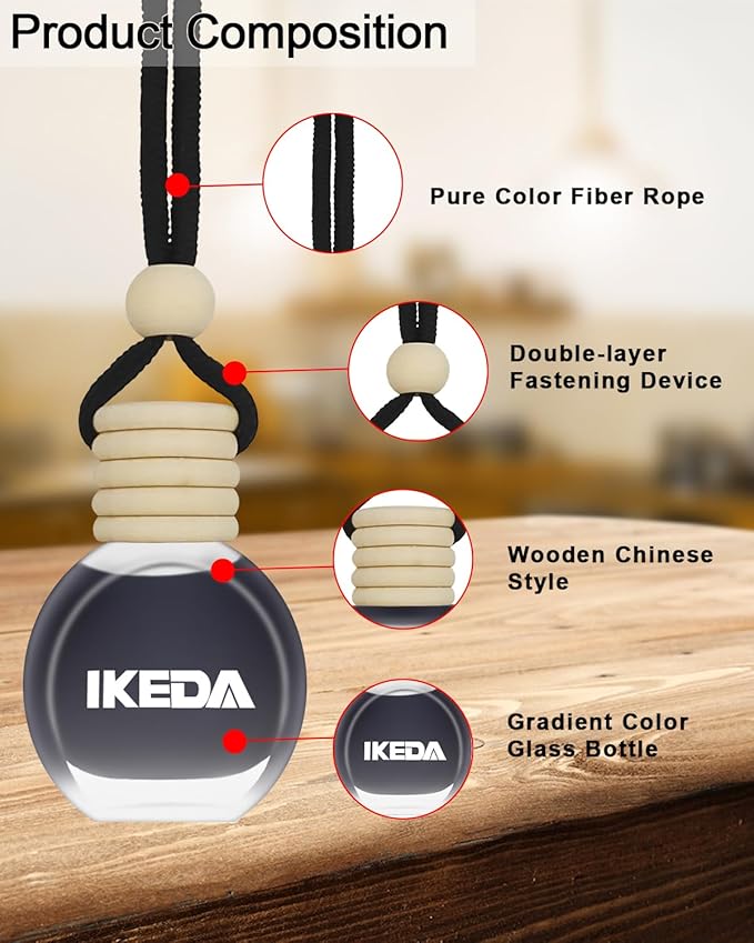 Car Air Freshener Hanging, Car Scent with Vent Clip Bottle,45-Days Long Lasting Fragrance,Essential Oil Diffuser,Odor Eliminator for Home Deodorizer (Round, New Car)
