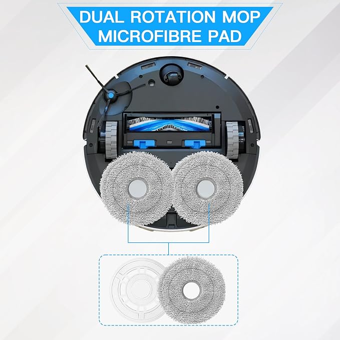 Mop Cloths with Replacement Holder, Wiping Plates for Ecovacs Deebot N30 PRO/N30 OMNI/ N30 PRO OMNI/T30S/T30S Combo/T30 Pro Omni/T30 Omni Robot Vacuum Cleaner Spare Parts, Wiping Pad Floor Cleaning