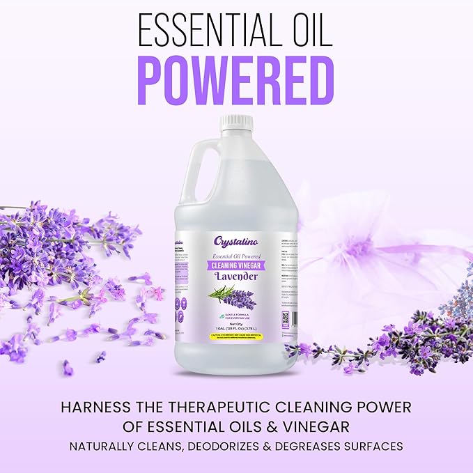 Lavender Essential Oil Cleaning Vinegar for Home (1 Gallon) 6% Non-Toxic Distilled White, Vinegar for Cleaning Purpose, Vinagre Blanco, Vinger (128 Fl Oz (Pack of 1), Lavender)