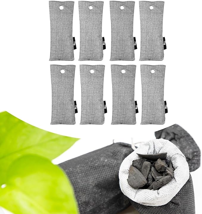 Shoe Deodorizers Bags Purifier Bags with Haning Hole Air Smell Remover for Car Wet Rainy Weather Kitchen Closet, 8 Bags