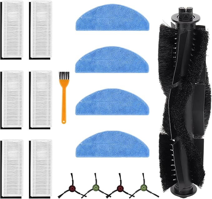 Replacement Parts for Tikom G8000 Max Vacuum: Only for G8000 Max and 2025 Year L8000 Pro Robot Vacuum Accessories Kit，1 Main Brush,4 Side Brushes, 4 Fliter, 4 Mopping Cloth, 1 Small brush（16 Pack）