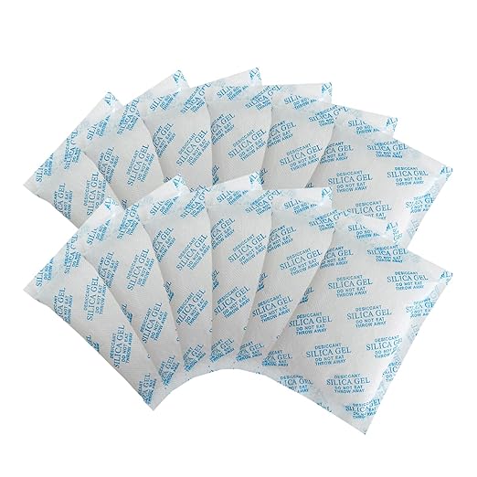 50 Gram 10 Packs Silica Gel Packets - Desiccant Packs for Storage, Food Safe Desiccant for Safes Moisture Control for Foods, Seeds, Electronics