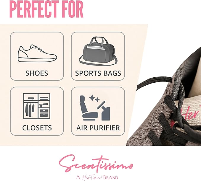 Scentissimo Odor Eliminator for Shoes – 1-Pack (2 Count) | Air Purifier Bag with Highly Absorbing Porous Carbon for Shoes, Gym Bags, Closets, and More | A HerTime2 Brand