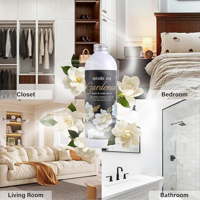 ROMIIE ZOI Gardenia Room Spray Refill - 500ml / 16.8 Fl Oz - Creamy Floral Fragrance for an Elegant, Luxurious Ambiance - Concentrated Air Freshener