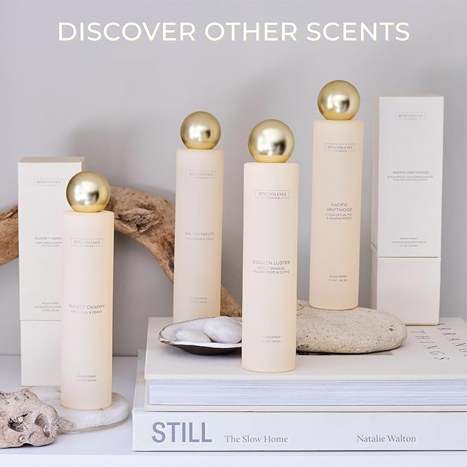 Orange, Cedarwood & Clove Room Spray | Benevolence LA Golden Luster | 3.4oz | Home, Pillow & Linen Fragrance Spray | Low VOC, No Alcohol | Malibu Sands Collection