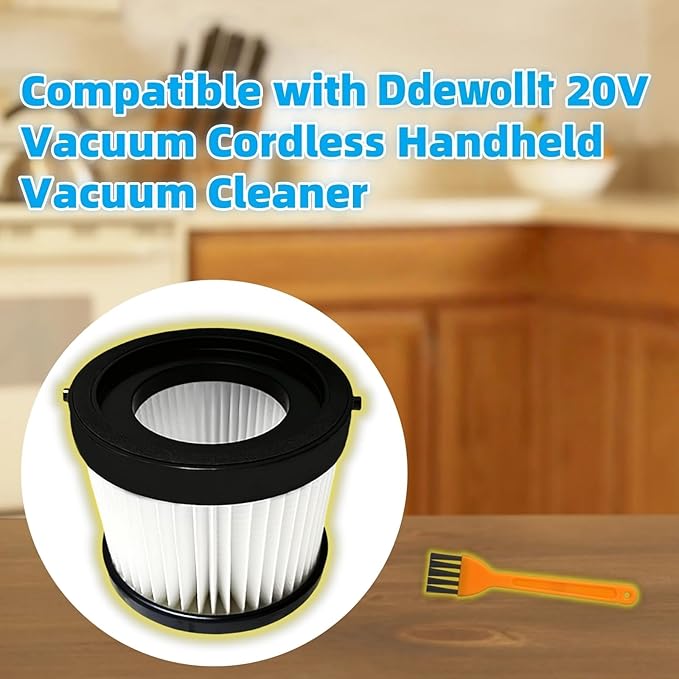 Compatible With Ddewollt Vacuum Filter DCV501HB DCV5011H Attachments Replacement HEPA Filters, For Ddewollt 20V Cordless Handheld Vacuum Cleaner Includes 2 Cleaning Brushes Washable And Reusable (6pk)