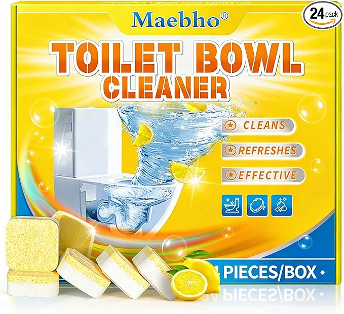 Toilet Bowl Cleaner Tablets (24 Count) | Septic Safe, Eco-Friendly Drop-in Tablets for Continuous Cleaning | Powerful Stain & Limescale Remover with Long-Lasting Fresh Scent