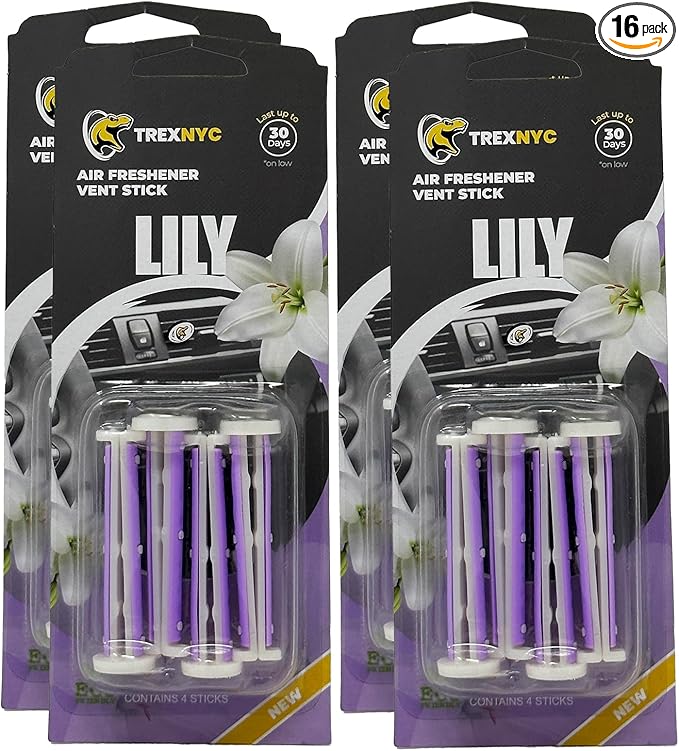 Car Air Fresheners Vent Sticks, Essential Car Odor Eliminator, For Long Lasting Fragrance up to 30 days (Lily, 4 Packs)