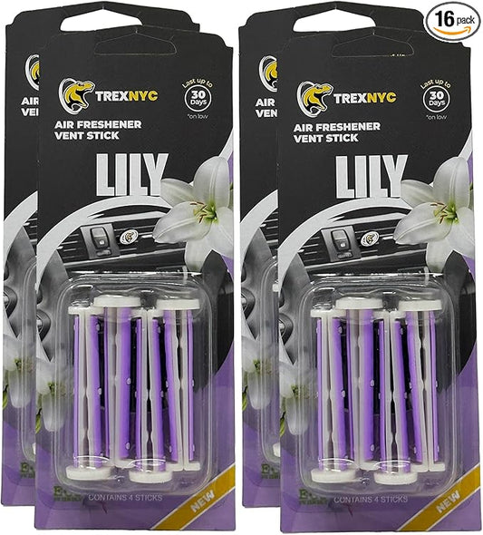 Car Air Fresheners Vent Sticks, Essential Car Odor Eliminator, For Long Lasting Fragrance up to 30 days (Lily, 4 Packs)