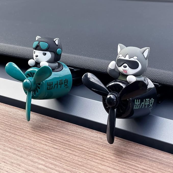 Pilot Car Air Freshener, Cute Cat Car Vent Clip Air Freshener with 2 Fragrant Tablets Automotive Air Outlet Fan Diffuser, Automotive Interiors Vent Decoration (style D)