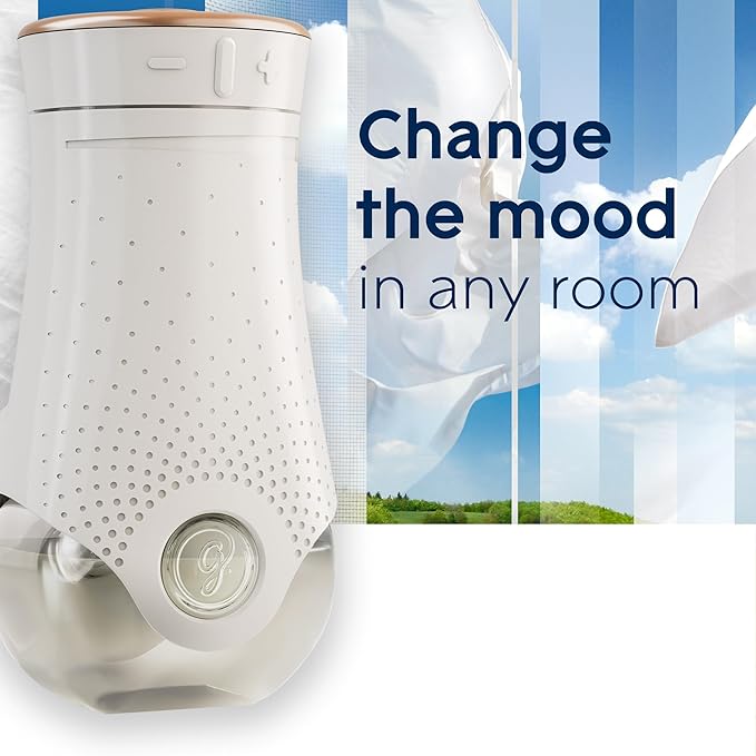 Glade PlugIns Refills Air Freshener Starter Kit, Scented and Essential Oils for Home and Bathroom, Clean Linen, 3.35 Fl Oz, 1 Warmer + 5 Refills