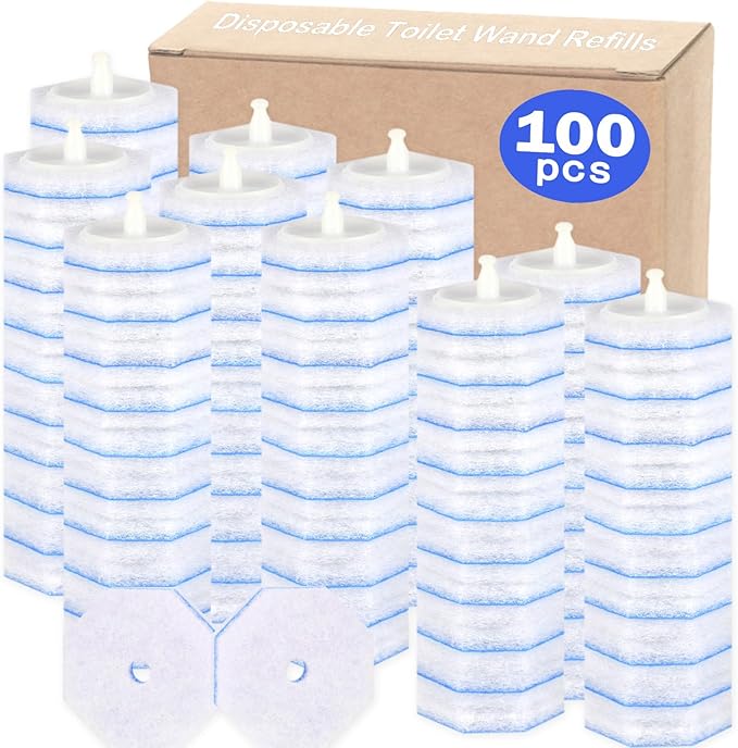 100 Count Disposable Toilet Wand Refills for Clorox Toilet Wand, 5X Cleaning Power Scrubber Refill, High-Density Disposable Brush Refills, 360° Efficient Cleaning, No Falling Apart, Fresh Fragrance.